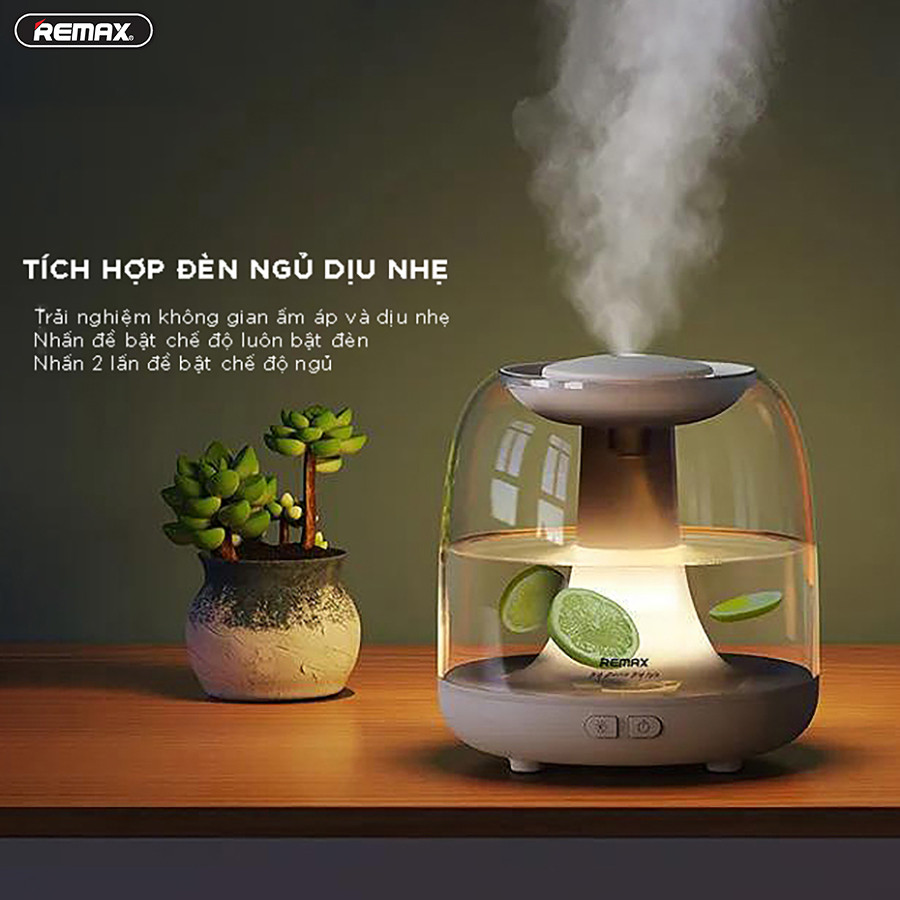 Máy phun sương và xông tinh dầu tạo độ ẩm không khí có đèn ngủ chính hãng Remax
