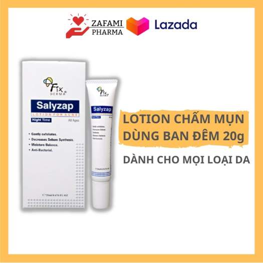 Chấm mụn Fixderma Salyzap kem chấm mụn, tẩy tế bào chết, đánh bay mụn ẩn, mụn đầu đen, giảm thâm da mụn, có thể thay thế chấm mụn neogen, differin, miếng dán mụn (20ml) - Zafami Pharma