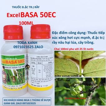 THUỐC Đ.ẶC TR.Ị RẦY XANH, RẦY NÂU, RẦY CHỔNG CÁNH, RẦY MỀM. THUỐC TRỪ SÂU EXCEL BASA 50EC CHAI 100ML TRỪ RẦY