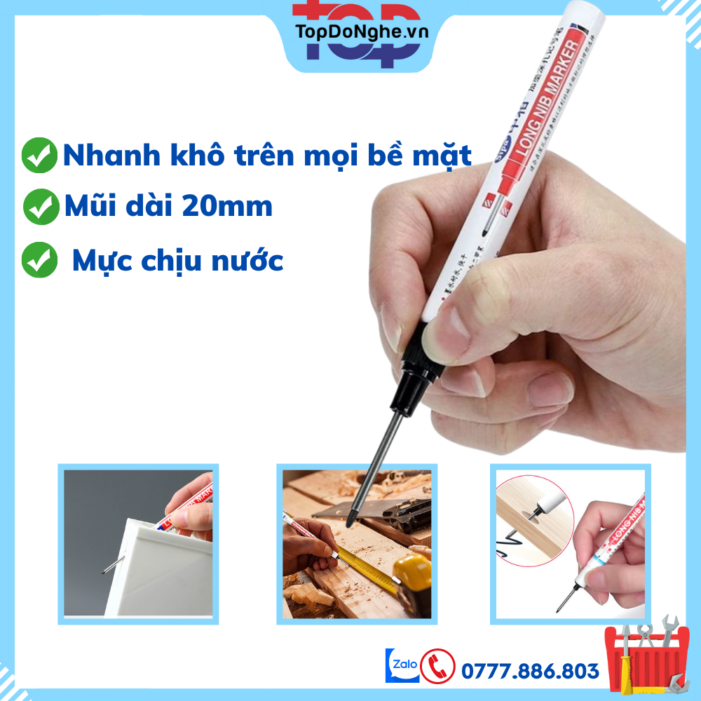 Bút đánh dấu, lấy dấu đa năng với ngòi dài 20mm khô nhanh, kháng nước tốt
