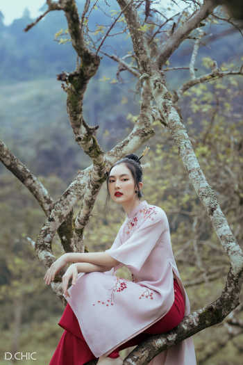 Set Áo dài Đào Chi hồng D.CHIC MS: 1831854