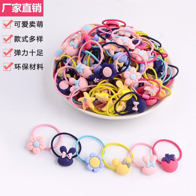 Set 5-10 dây cột tóc cho bé đính hoa quả hoạt hình dễ thương pkhn0700