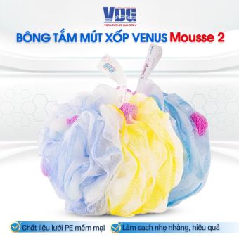 Bông tắm lưới tròn cao cấp Mousse 2 Venus (bông tắm kỳ ghét) - Tạo bọt nhiều, tẩy da chết, thẩm thấu sữa tắm nhiều nhanh, massage thư giãn - Giao màu ngẫu nhiên - Vien Dong Sai Gon