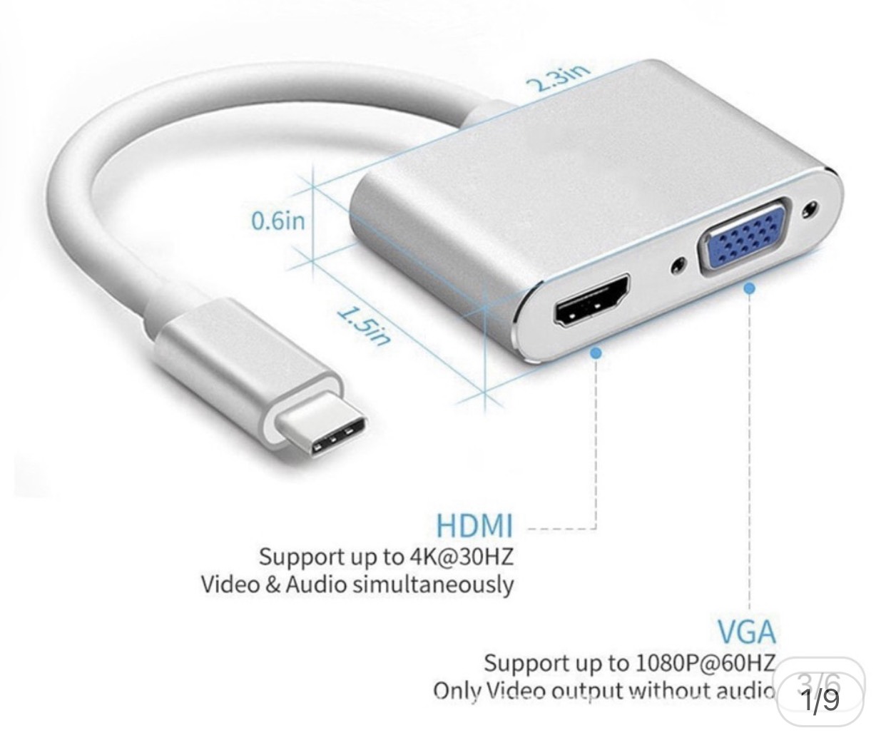 Bộ chuyển đổi usb type c sang hdmi và vga