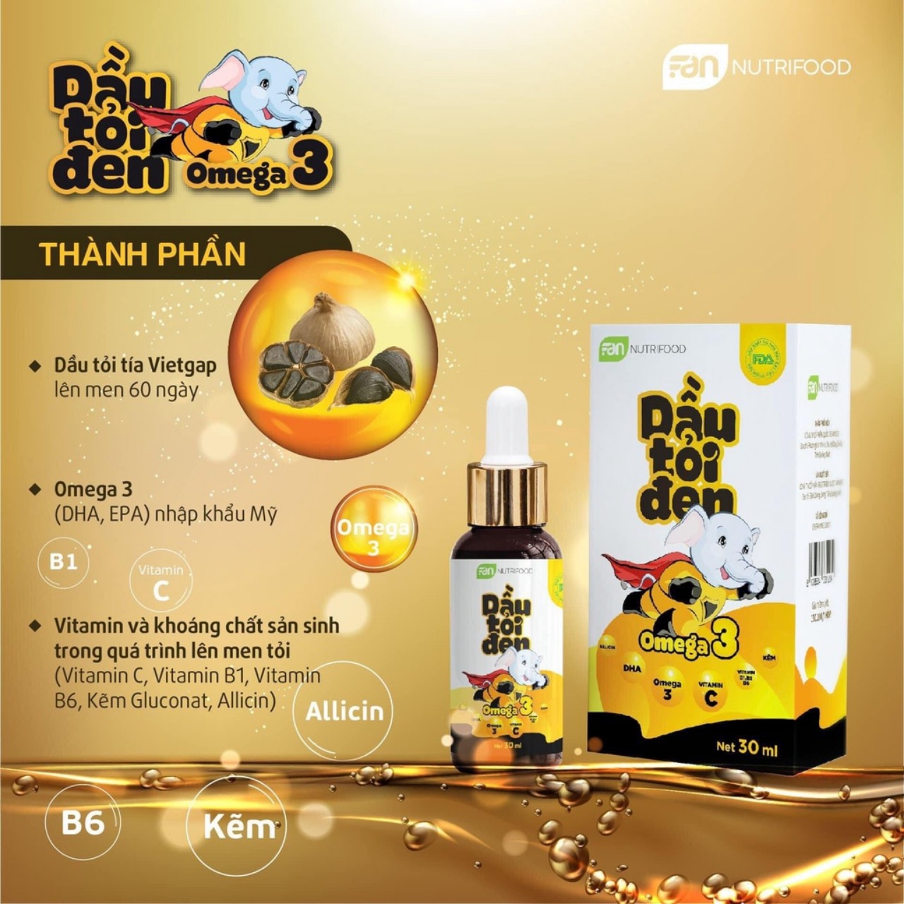 Dầu tỏi đen omega 3 lọ 30ml