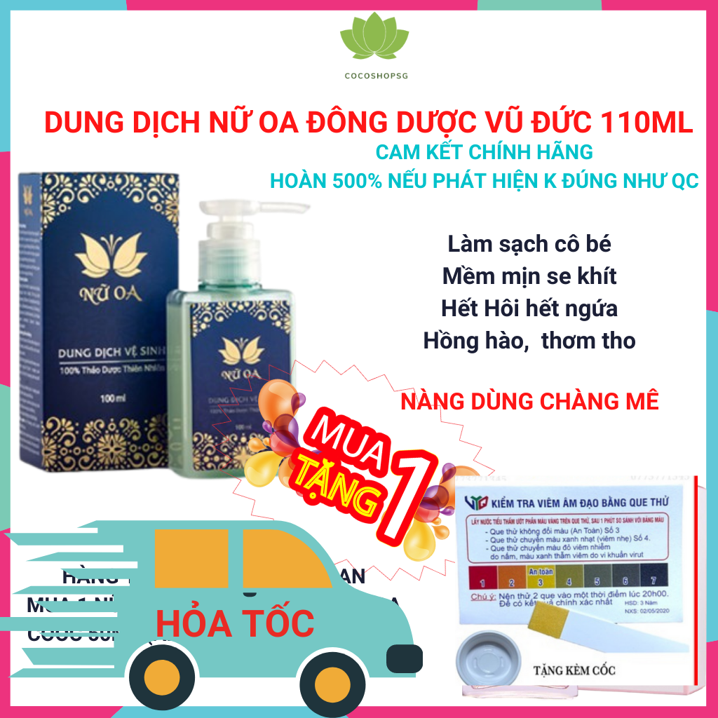 [HÀNG CHÍNH HÃNG - Tặng bộ test phụ khoa] Dung Dịch Vệ Sinh Nữ Oa 100ml - Bầu Bì Mang Thai Dùng Được 100% Từ Thiên Nhiên - Hết Hôi Ngứa Giúp Sạch Sâu Khô Thoáng Thơm Mát Tự Tin Mỗi Ngày