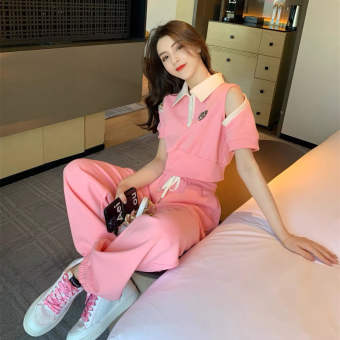 Kayleigh Bộ Đồ Thể Thao Thường Ngày Chính Hãng Áo Thun Thiết Kế Thời Trang Mới Mùa Hè Cho Nữ + Quần Thể Thao Bộ Hai Món Trang Phục Nữ