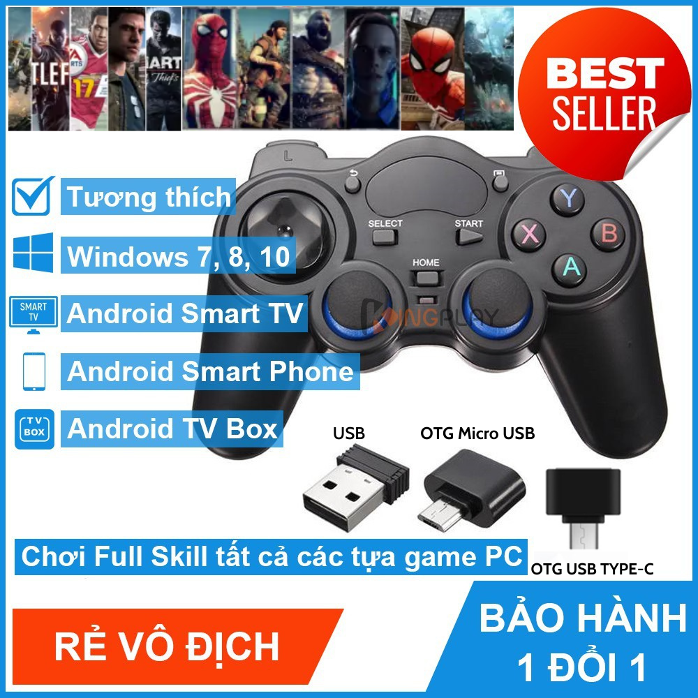 [BẢO HÀNH 6 THÁNG] Tay Cầm Chơi Game Không Dây 2.4G Cho PC/ Laptop/ PS3/ Android TVbox/ Android Có Rung - Tương thích mọi loại game hiện nay, tay cầm chơi game bluetooth , tay cầm chơi game 4 nút, tay cầm chơi game điện thoại