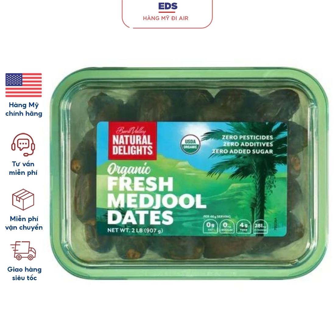 Chà là hữu cơ tươi sấy khô tự nhiên 907gr Natural Delights Organic Medjool Dates chứng nhận USDA - EDS Hàng Mỹ