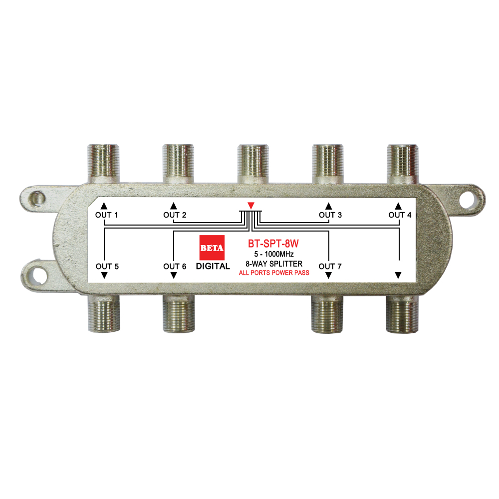 BETA Splitter 8 ways รองรับความถี่ 5-1000Mhz (สีเงิน) ราคา 350 บาท*ส่งฟรี