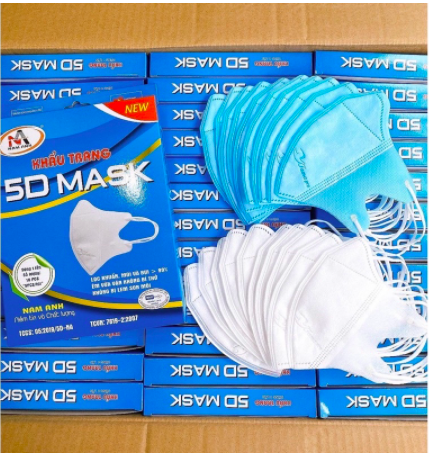 Khẩu trang 5d mask nam anh famapro quai thun hộp 10 cái
