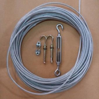 Dây phơi quần áo - Dây cáp thép phơi đồ - Phi 5 DÀI 4m + Tặng kèm 2 khóa cáp, 1 tăng đơ-cáp phơi đồ