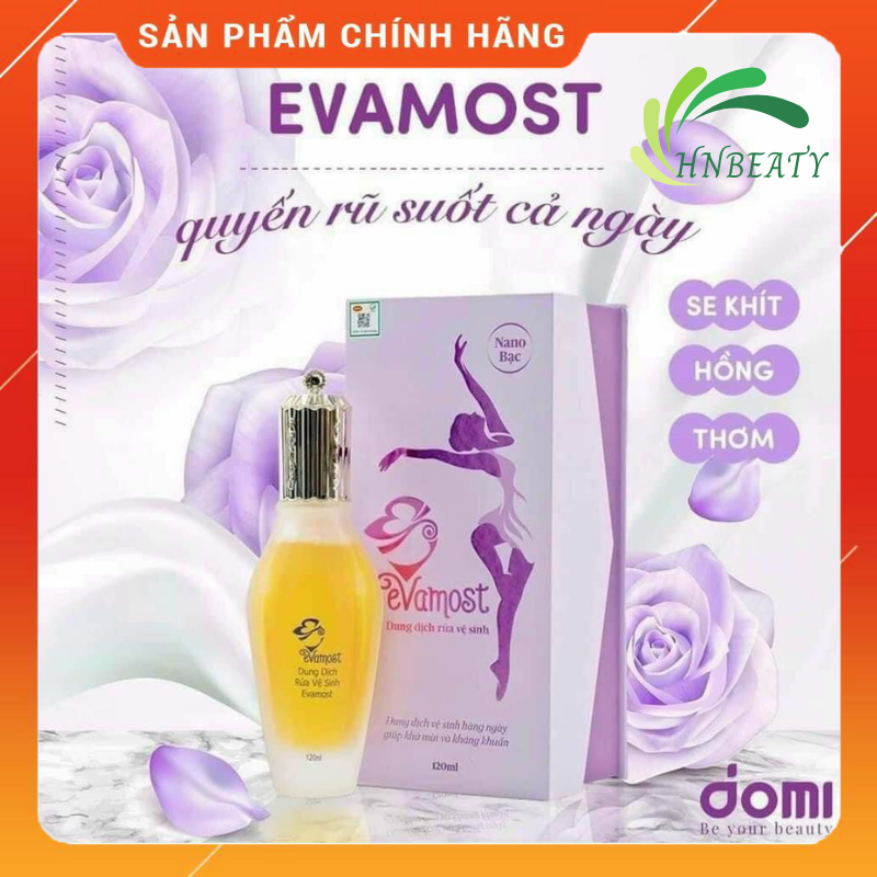 Evamost, dung dịch vệ sinh evamost, evamost chính hãng 120ml - giúp trẻ hoá, se khít, khử khuẩn, dưỡng hồng và ngăn mùi cô bé suốt 24h - HNBEATY