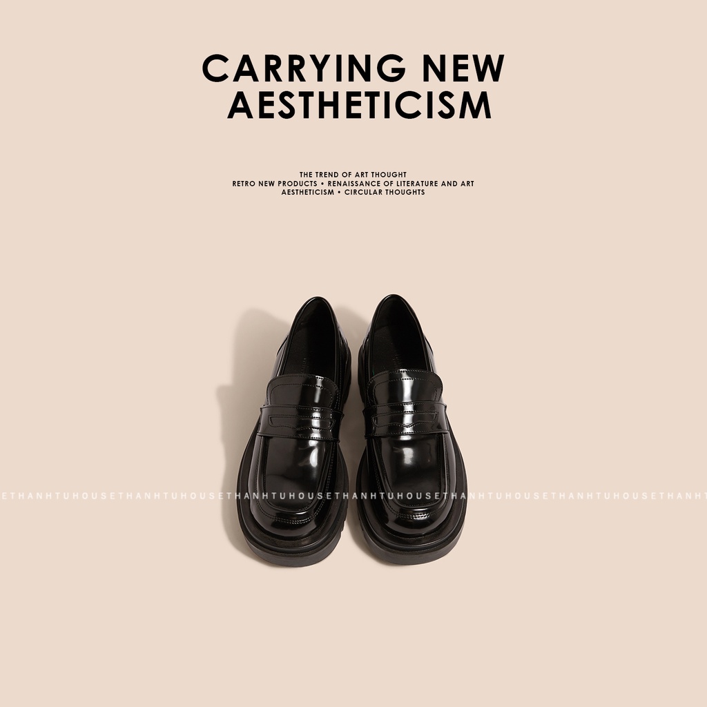 Giày lười chunky loafer nữ mũi tròn phong cách châu âu - gd019