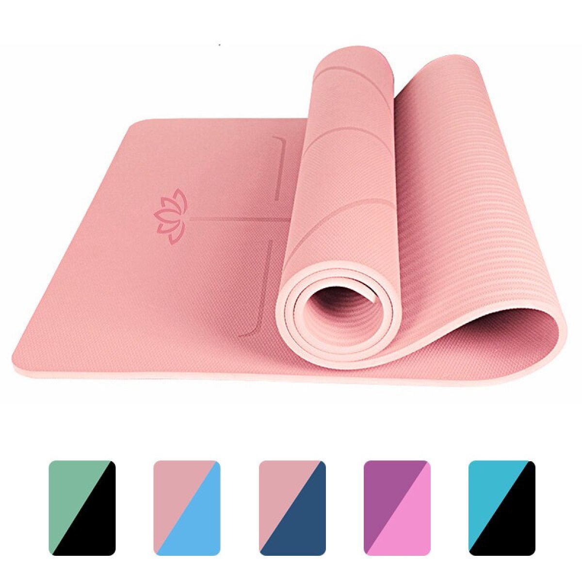 Thảm Tập Yoga, Gym Định Tuyến Gobos TPE 2 Lớp 8mm Tặng Kèm Túi Đựng - Thảm Chính Hãng Gobos