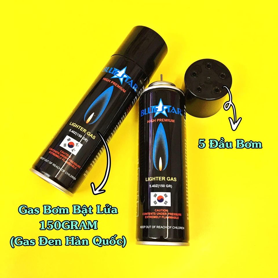 Chai gas bơm cho bật lửa tặng kèm 5 đầu bơm tiện lợi có thể bơm được tất cả các loại bật lửa