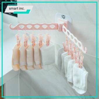 Móc Kẹp Phơi Tất Vớ Khăn Quần Áo Kẹp Nhựa Treo Gắn Dán Tường Phơi Đồ Lót Trẻ Em Người Lớn Ngoài Trời Ban Công Lan Can