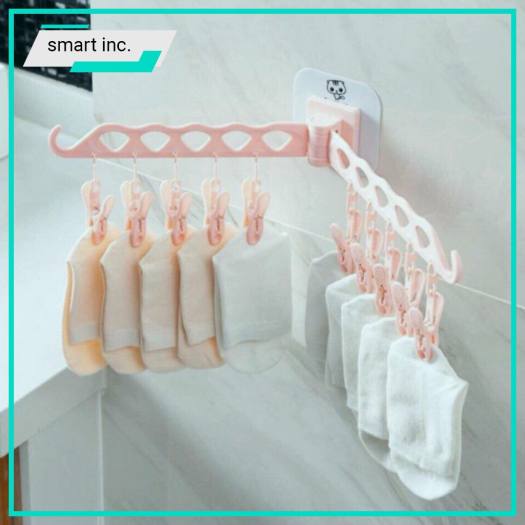 Móc Kẹp Phơi Tất Vớ Khăn Quần Áo Kẹp Nhựa Treo Gắn Dán Tường Phơi Đồ Lót Trẻ Em Người Lớn Ngoài Trời Ban Công Lan Can