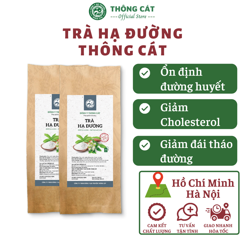 Trà tiểu đường đông y gia truyền Thông Cát (Since 1918) - Nguyên liệu THƯỢNG HẠNG, giúp ổn định đường huyết, hạ huyết áp an toàn, giảm khả năng mắc bệnh tiểu đường - Trà thảo mộc Thông Cát