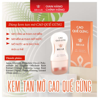 Kem Tan Mỡ Cao Quế Gừng Brair Thiên Nhiên, Gel Tan Mỡ Bụng Giảm Thâm Rạn Săn Chắc 150ml