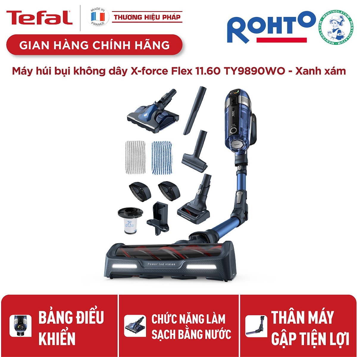 Máy hút bụi không dây x-force flex 11.60 ty9890wo - xanh xám