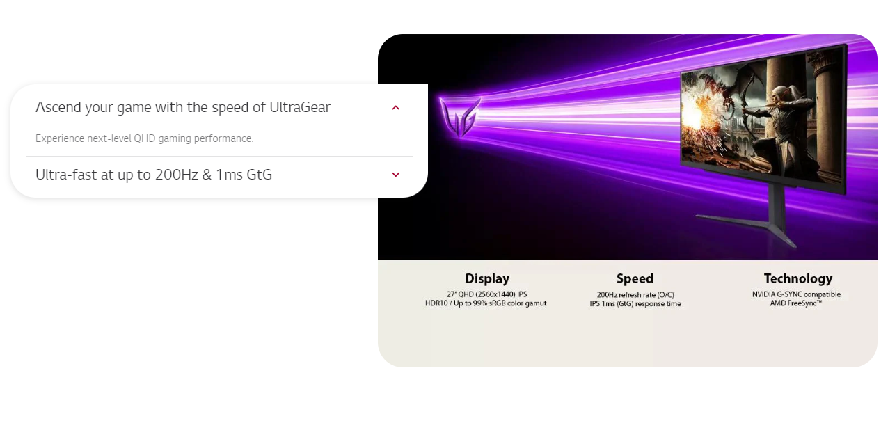 [FAST SHIP] LG UltraGear 27GS75Q | 27"QHD | 200Hz | 1ms | G-Syn | IPS Gaming Monitor (27GS75Q-B) · v2