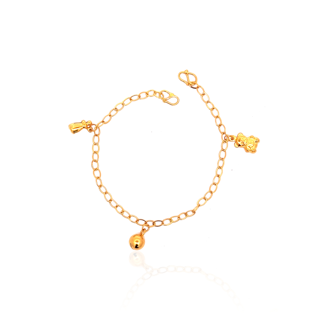 Trinity Baby Anklet/Bracelet in 916 Gold by Ngee Soon Jewellery · v4