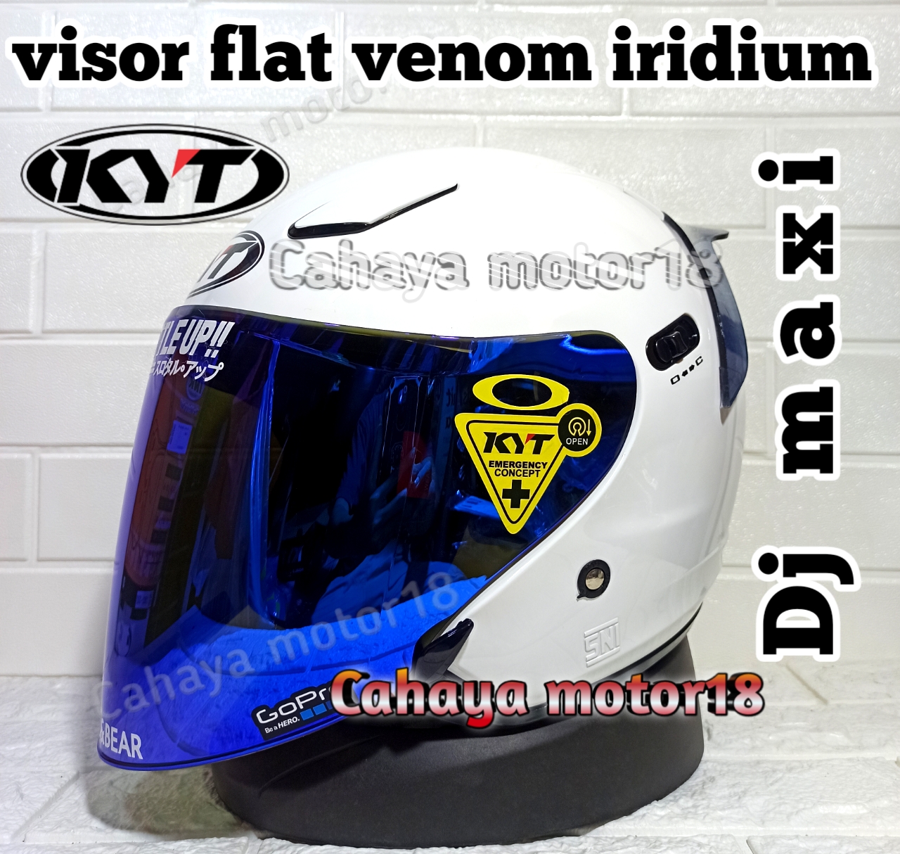PAKET GANTENG HELM KYT DJ MAXI WHITE|PUTIH KACA VENOM IRIDIUM Harga 340,000 rupiah*Gratis Ongkir
