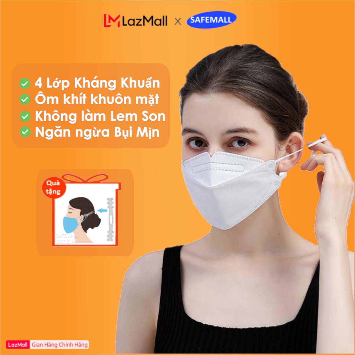   HOT  Giá Sỉ Thùng 300 Chiếc Khẩu Trang Kf94 Khẩu trang Y Tế 4D Mask Công Nghệ Hàn Quốc 4 Lớp Vải Kháng Khuẩn Kháng Bụi Mịn lên đến 95% đạt tiêu chuẩn ISO - Hàng Chính Hãng SAFEMALL OFFICIAL 