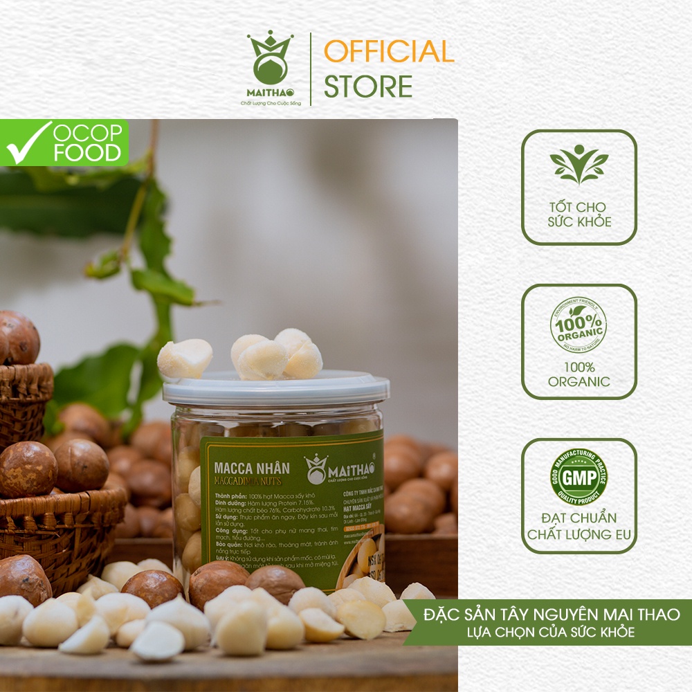 Nhân hạt mắc ca vùng cao nguyên lâm đồng - mai thao 200g - hạt vỡ đôi size 22-27