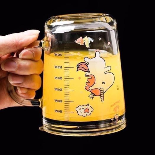 CỐC PHA SỮA THUỶ TINH CHIA VẠCH SIÊU TIỆN LỢI CÓ NẮP VÀ ỐNG HÚT CHO BÉ