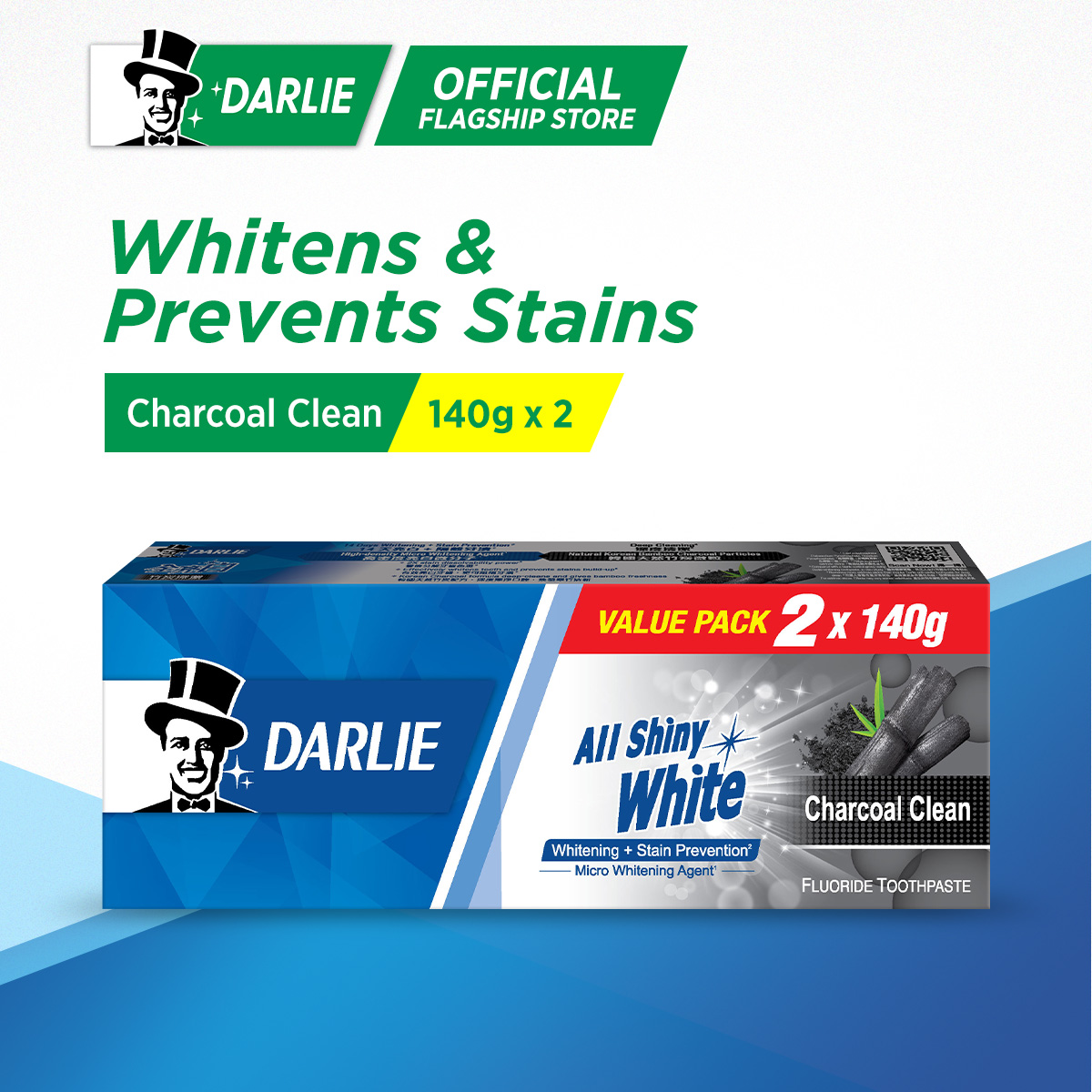 Darlie Whitening Toothpaste Charcoal Clean 140g x 2 (Value Pack)