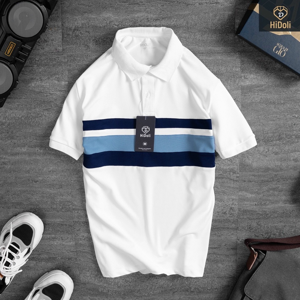 Áo Polo nam cao cấp phối ngang vải cá sấu Cotton chuẩn form trẻ trung năng động