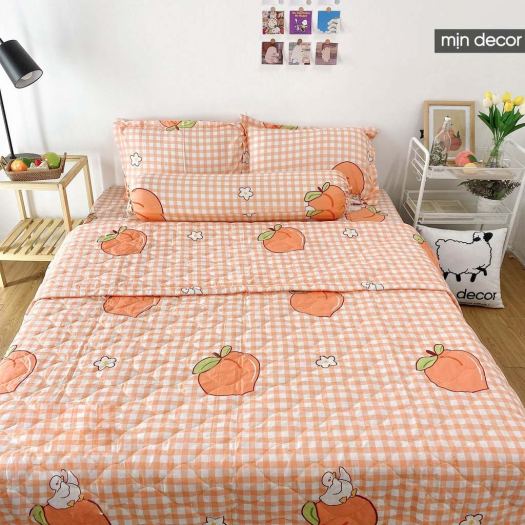Bộ chăn ga gối Cotton 3D Mịn Decor - Bộ ga giường CHĂN TRẦN bông mùa hè mềm mịn MIỄN PHÍ bo chun