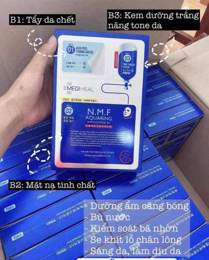 Mặt nạ Mediheal 3 bước dưỡng ẩm M.N.F Aquaring Ampoule
