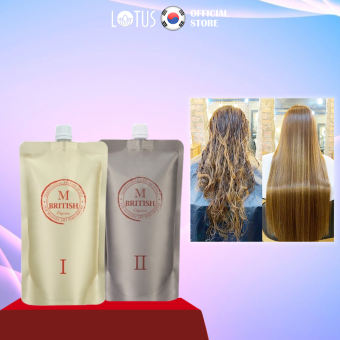 Cặp thuốc uốn, ép duỗi hữu cơ(organic) phục hồi tóc hư tổn nặng làm tại nhà, salon British M Pumkin Enzyme Perm 2 x 400g