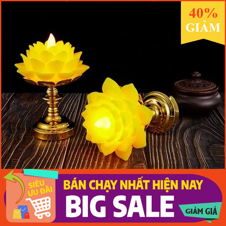 Đèn Thờ Hoa Sen, Nến Hoa Sen Nở, sử dụng pin, kiểu đèn bông sen rất đẹp, đèn để bàn thờ, đèn thờ phật, đèn rẻ nhất
