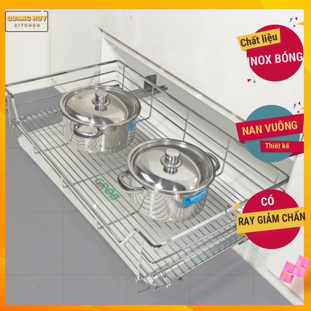 Giá xoong nồi inox nan vuông giá rẻ Grob cho tủ bếp dưới