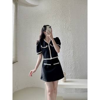 SET (có bigsize) ÁO ĐEN VIỀN TRẮNG + CHÂN VÁY H21