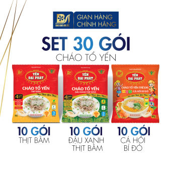 Combo 10+10+10 Cháo Thịt Bằm, Cháo Đậu Xanh Thịt Bằm, Cháo Cá Hồi Bí Đỏ - Yến Đại Phát