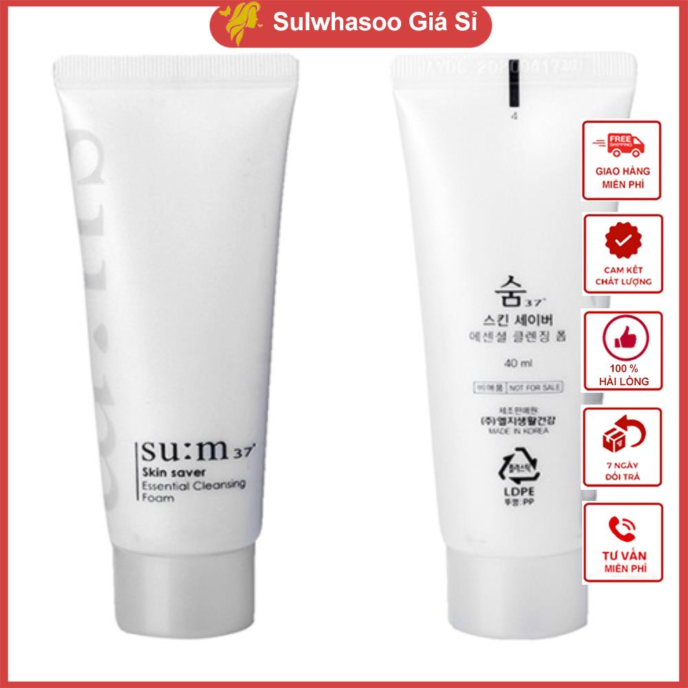 Sữa rửa mặt Su:m37 Skin Saver Essential Cleansing Foam mini 40ml giúp sáng, mịn sạch sâu bụi bẩn, lớp trang điểm, dịu mịn da sulwhasoogiasi