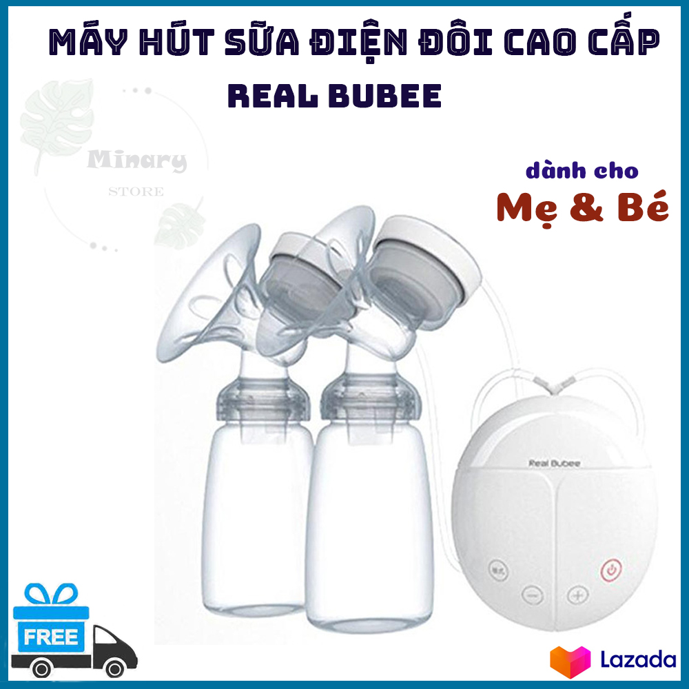Máy hút sữa điện đôi, máy vắt sữa real bubee, máy hút sữa đôi. máy hút êm ái không đau, có chế độ massage kích sữa và hút sâu. bảo hành 1 đổi 1 toàn quốc.
