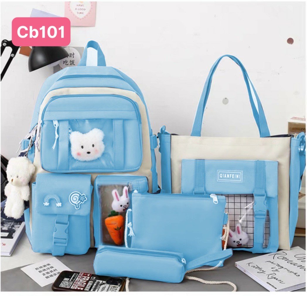 Combo balo 4 món chú gấu dễ thương cb101