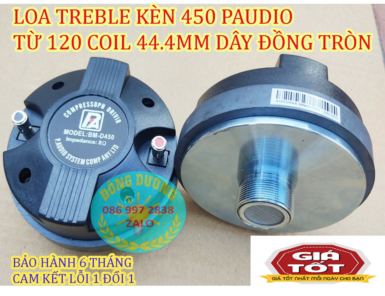 CỦ TRÉP RỜI 450 PAUDIO REN XOÁY - TỪ 120 - COIL 44.5MM - DÂY ĐỒNG TRÒN-  GIÁ 1 CẶP - CỦ KÈN CHO LOA KÉO - PT003