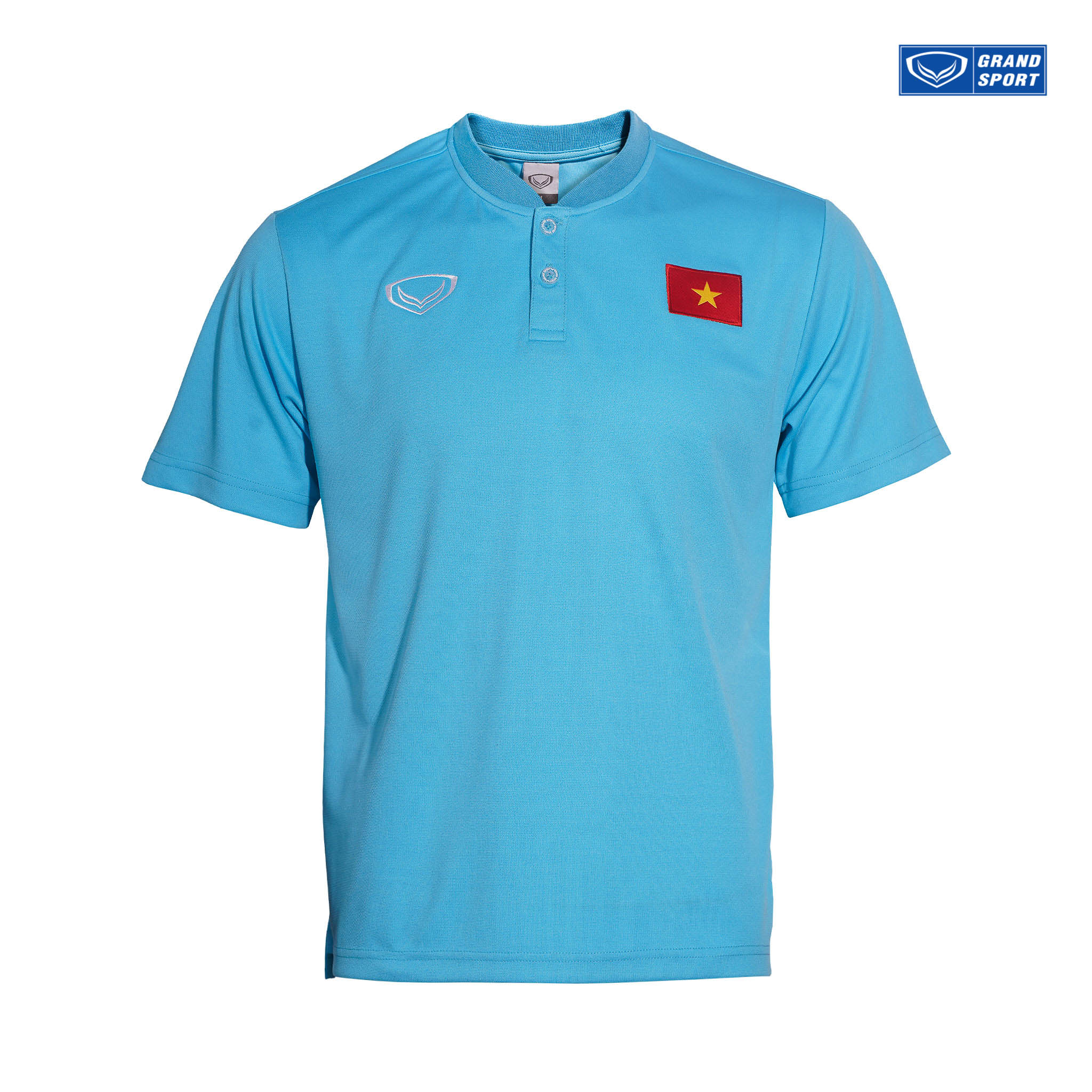 Áo Thun Polo Sinh Hoạt Di Chuyển Đội Tuyển Việt Nam 2022 Grand Sport Xanh Trời CHÍNH HÃNG thun thoáng mát công nghệ dệt cao cấp