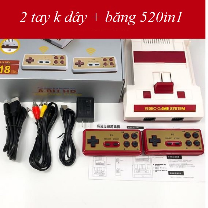 Điện tử 4 nút không dây C37 + băng 500 game không lặp