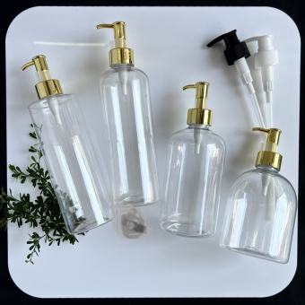 Chai nhựa CHIẾT MỸ PHẨM CAO CẤP VÒI NHẤN KHOÁ VÀNG - CHAI PET 500ml TRONG / TRẮNG vòi pump đựng dầu gội , sữa