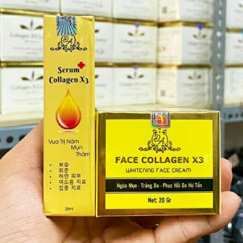 Combo kem face x3 và serum dưỡng collagen x3