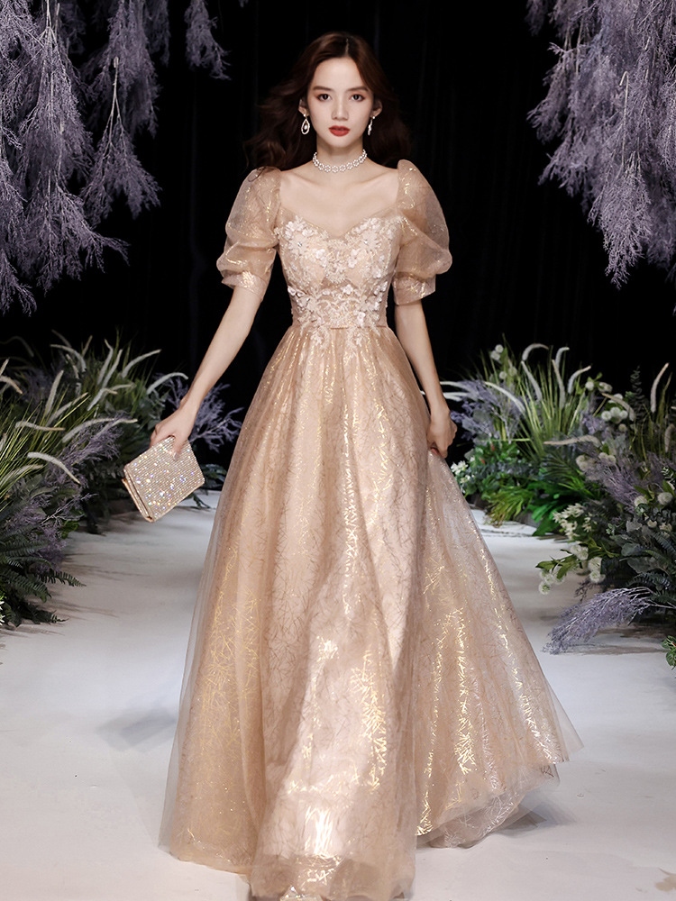 Champagne colored sales formal dress