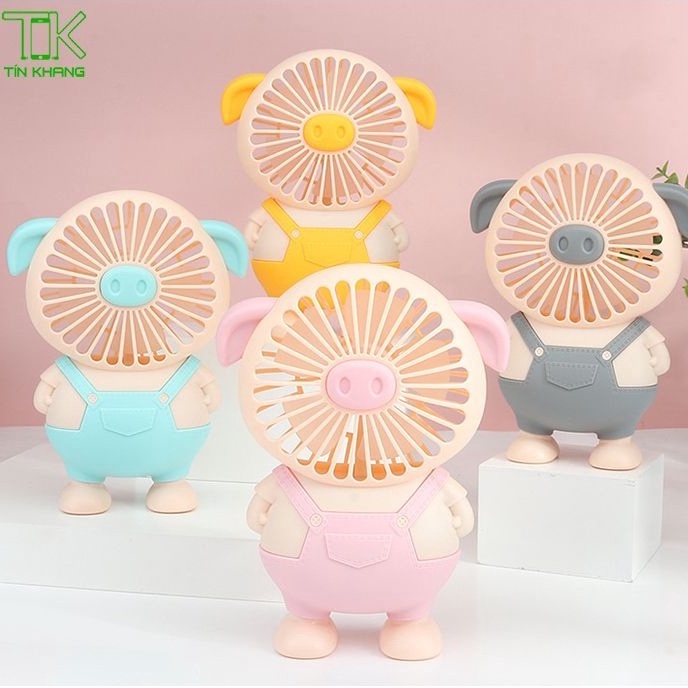 Quạt mini cầm tay - quạt lợn - quạt heo tích điện_siêu tiện dụng